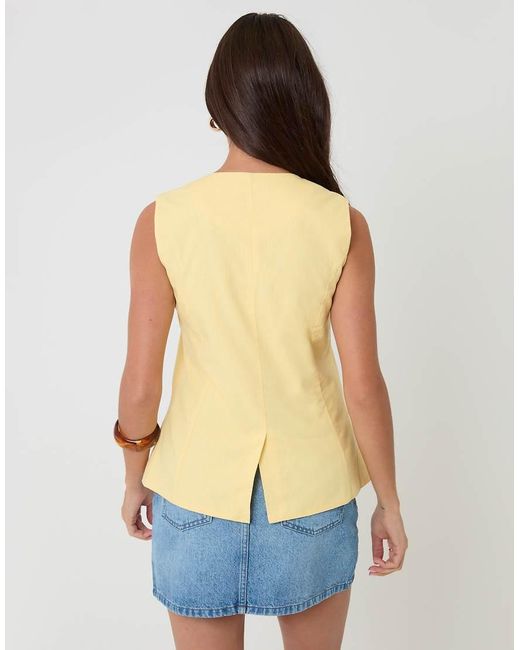 Threadbare Blue Linen Blend Longline Waistcoat