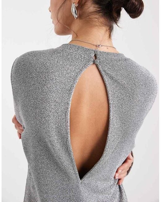 Object Gray Long Sleeve Glitter Mini Dress