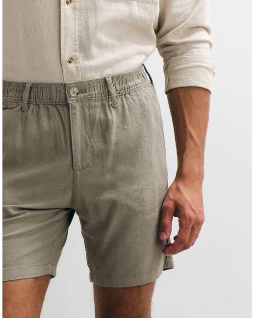 ASOS Natural Slim Linen Blend Shorts for men