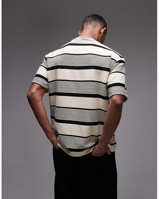 Topman Metallic Premium Oversized Fit Stripe T-shirt for men
