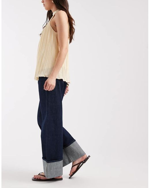 Lee Jeans Blue Stella High Rise Wide Leg Jeans With Fold Up