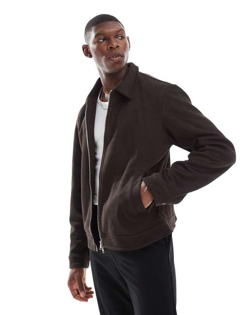 ASOS Harrington Jack Van Suedine in het Black voor heren