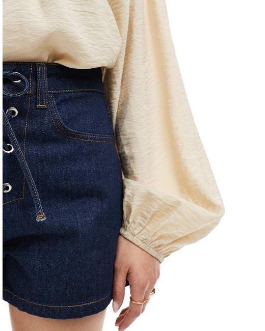 ASOS White Denim Tie Front Short