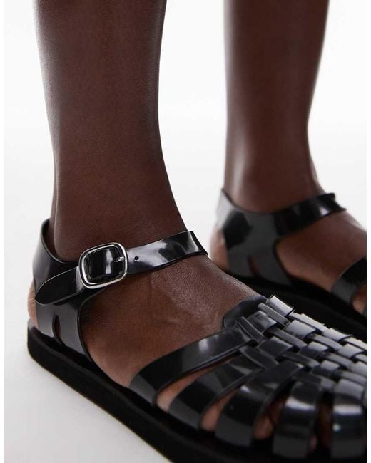 TOPSHOP Brown Kelly Jelly Flat Sandal