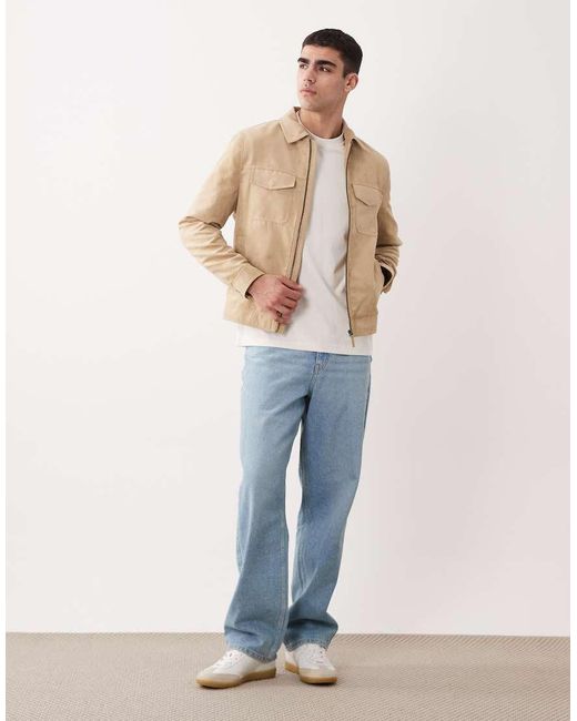 Mango White Faux Suede Zip Through Jacket for men