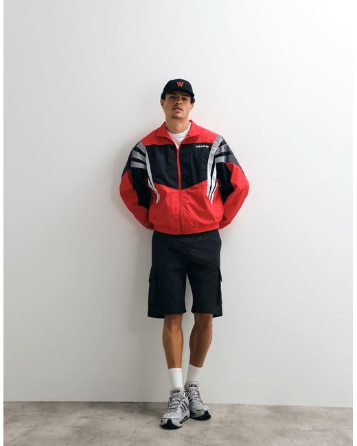 Jack & Jones Red Loose Fit Drawstring Cargo Shorts for men