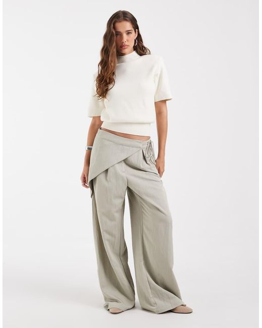 ASOS White High Neck Shoulder Pad Waisted T-shirt