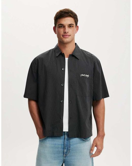 Cotton On Black Ventura Short Sleeve Shirt for men
