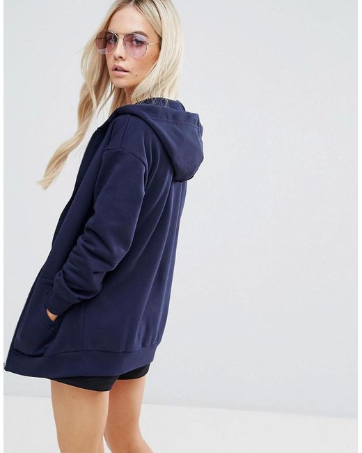 ASOS Ultimate Oversized Zip Through Hoodie in Blue | Lyst