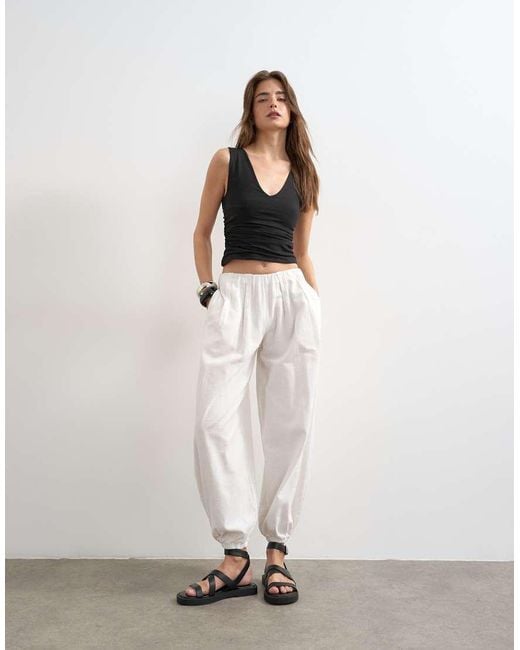 TOPSHOP Black V-neck Ruched Side Tank