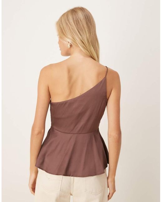 ASOS Brown One Shoulder Satin Cami Top