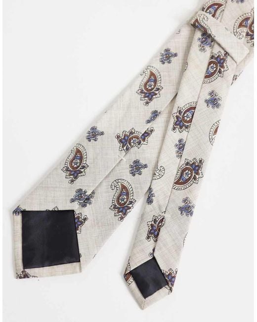 ASOS Gray Paisley Tie And Pocket Square for men