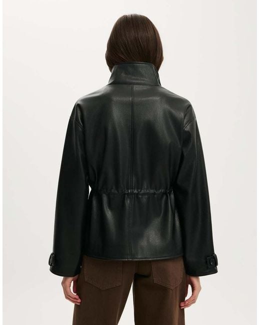 Cotton On Black Eli Faux Leather Parka