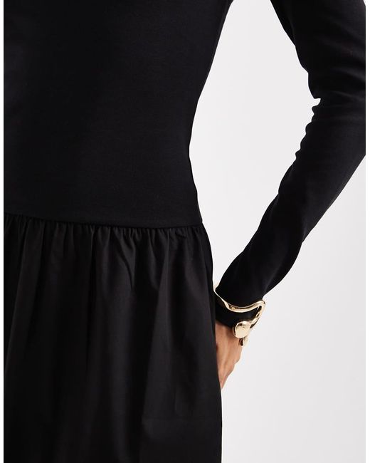 ONLY Black Long Sleeve Scoop Neck Midaxi Dress