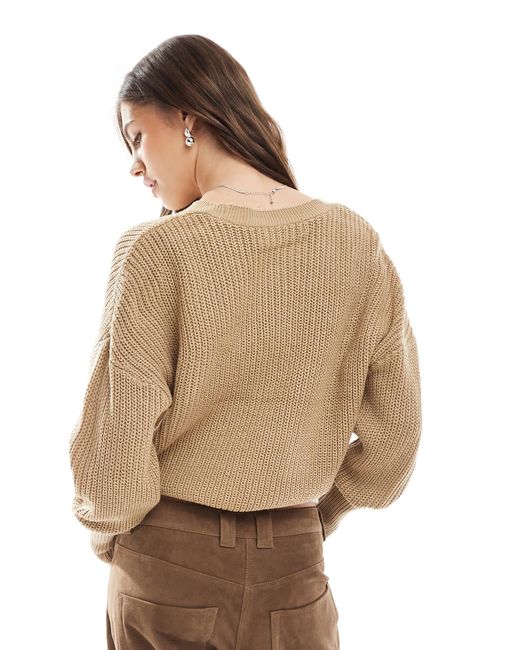 Vero Moda Natural Button Through Chunky Rib Cardigan