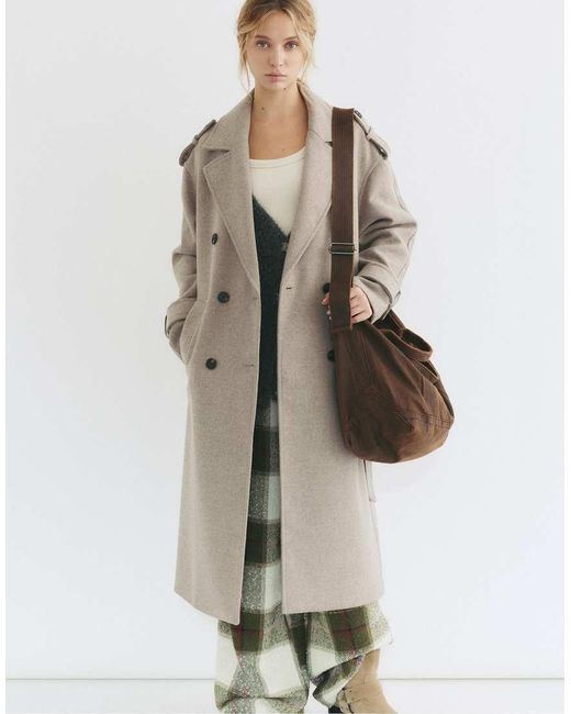 Pull&Bear Natural Belted Trench Coat