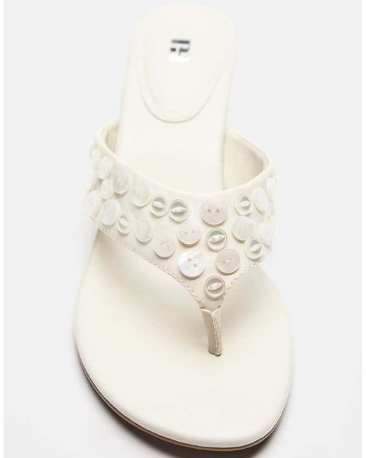 Pull&Bear Natural Heeled Sandals With Button Detail