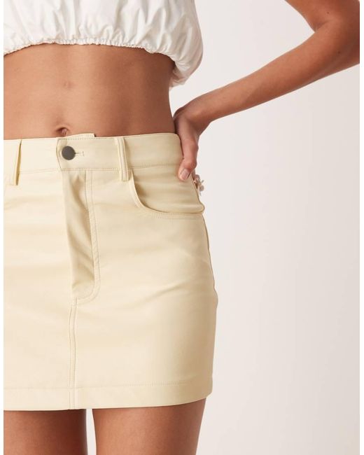 Amy Lynn Natural Milena Faux Leather Micro Mini Skirt