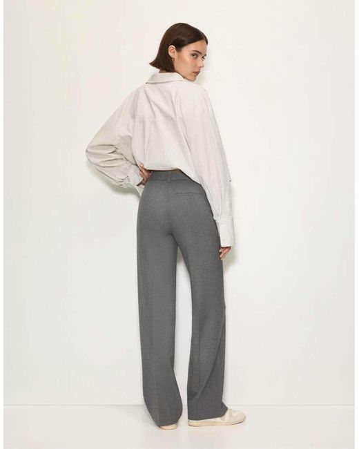 Pull&Bear White Smart High Waist Straight Leg Trousers