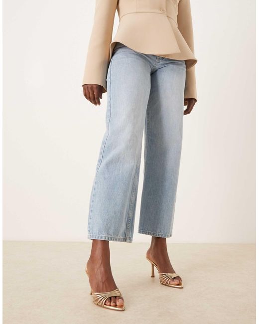 Mango Blue Heeled Mule Sandal