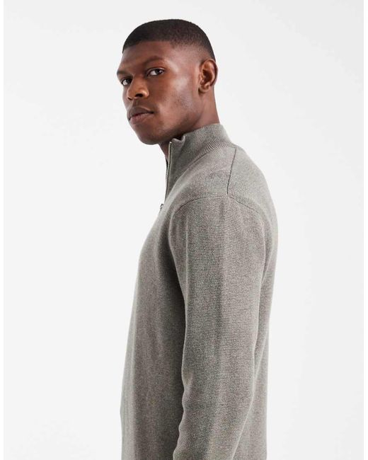 Only & Sons Gray Half Zip Knitted Jumper for men