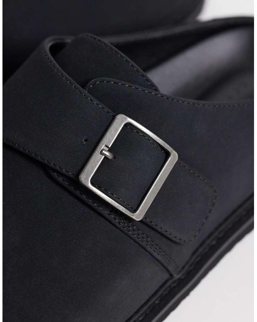 ASOS Black Mule Sandals With Buckle for men