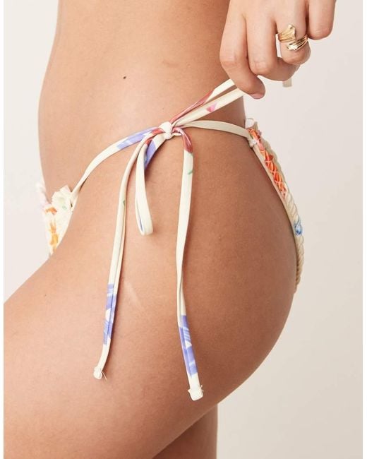 ASOS Brown May Shirred Tie Side Bikini Bottom