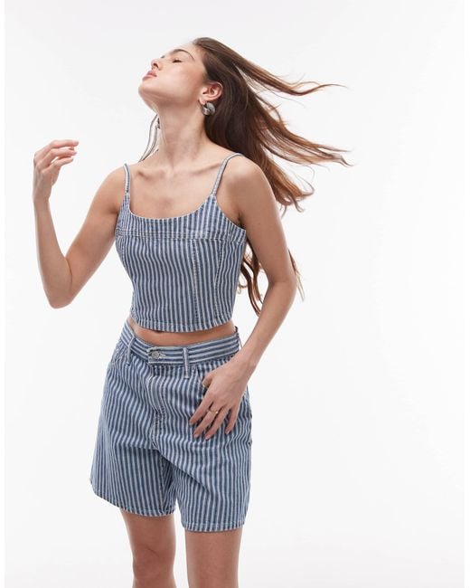 Levi's Blue Denim Striped Cami Top Co-ord
