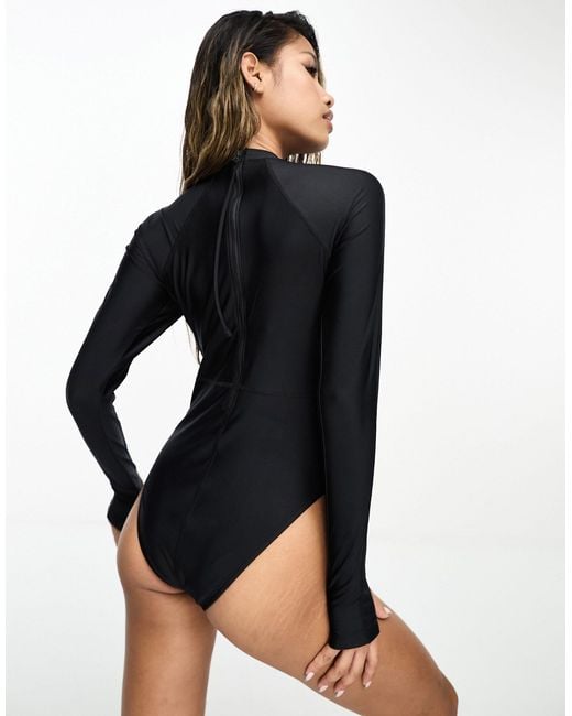 Nike Black Fusion Long Sleeve Swimsuit