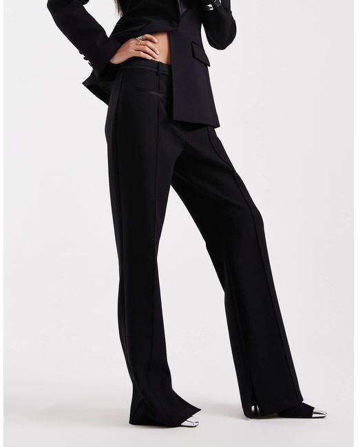 Pantalon d'ensemble évasé élégant style smoking coupe ajustée ASOS en coloris Black