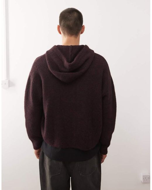 Sudadera Con Capucha De Punto De Mezcla De Lana Premium De -Rojo Weekday de hombre de color Black