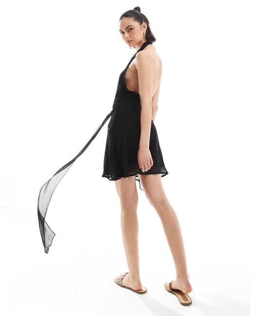 Stradivarius Black – neckholder-minikleid