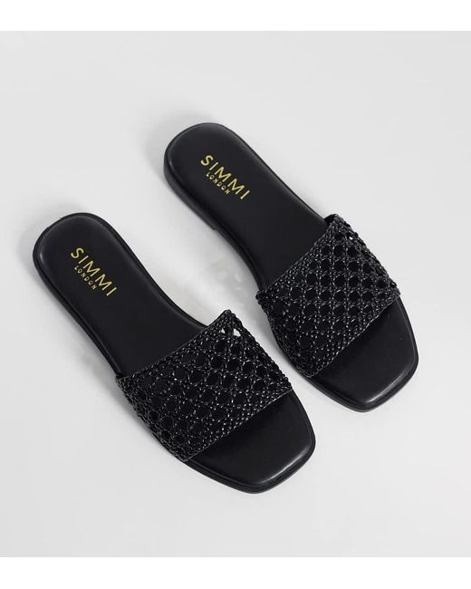 SIMMI Black Simmi London Wide Fit Luna Woven Flat Sandals