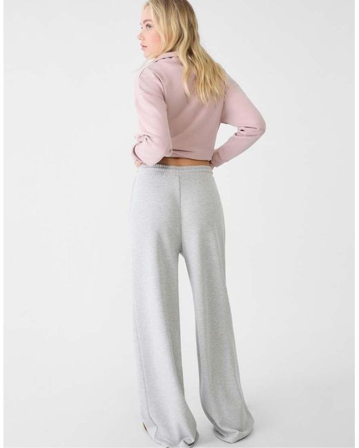 Stradivarius White Soft-touch Palazzo Trousers