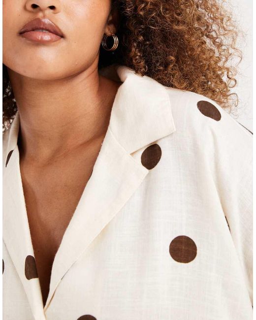 ASOS Natural Asos Design Curve Revere Collar Linen Look Shirt