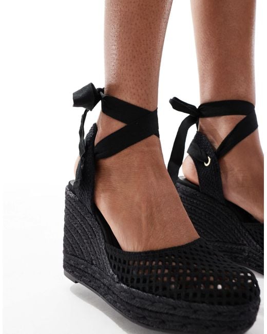 Stradivarius Black Crochet Wedge