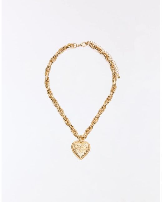 Bershka Black Chunky Heart Chain Necklace
