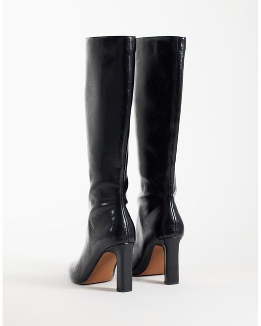 ASOS Black Charming Heeled Knee Boots