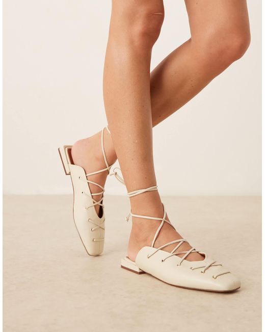 ASOS Natural Laney Premium Ghillie-tie Mule