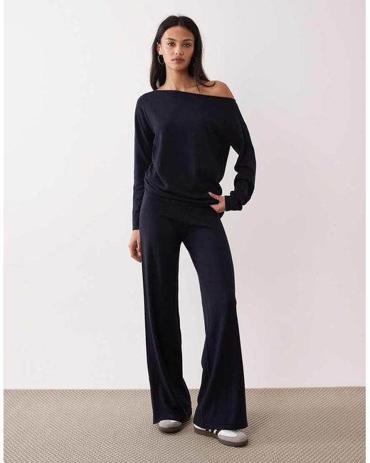 Mango Blue Centollo Knitted Straight Trouser Co-ord
