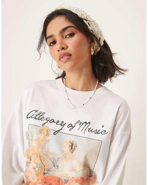 ASOS Natural Heavyweight Long Sleeve Skater Top With National Gallery Licence Graphic