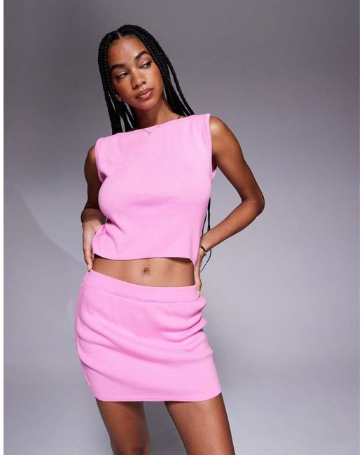 ASOS Pink Compact Knit Micro Skort Co-ord