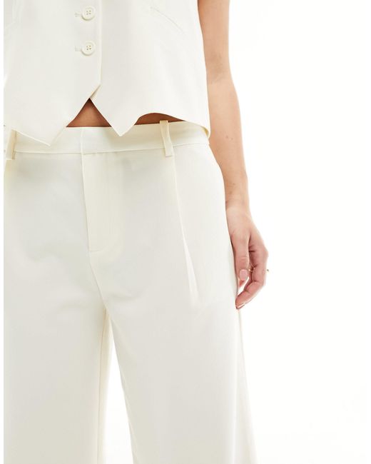 Str - pantalon d'ensemble habillé - naturel Stradivarius en coloris White