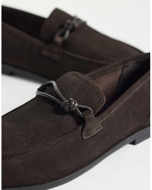 ASOS Brown Slim Loafers With Knotted Snaffle for men