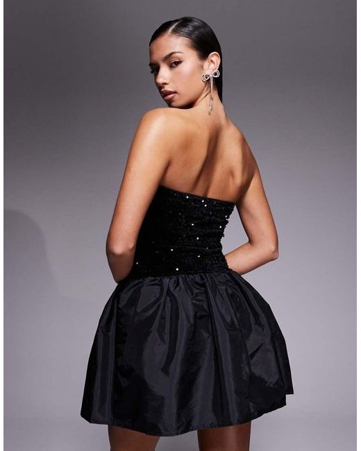 New Look Black Sequin Bandeau Mini Dress