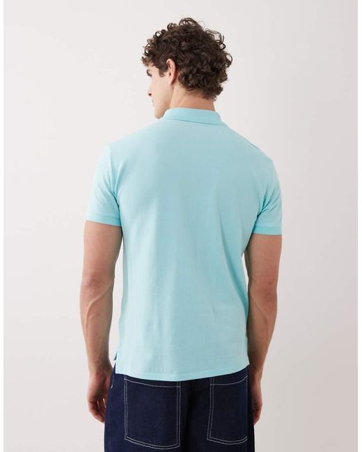 Polo Ralph Lauren Blue Icon Logo Custom Slim Fit Pique Polo for men