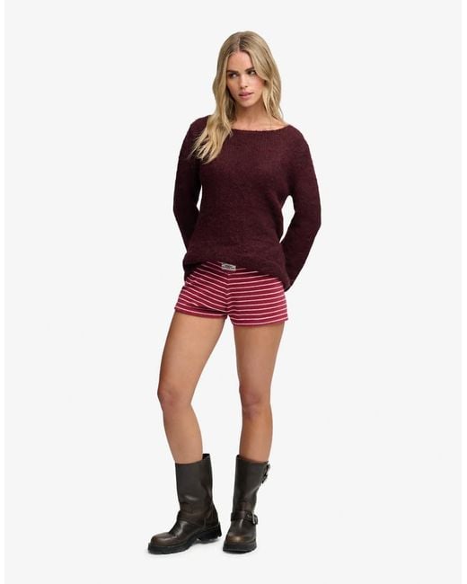 Superdry Red Athletic Essentials Fold Over Towelling Shorts