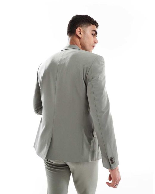 ASOS Gray Four Way Stretch Skinny Suit Jacket for men