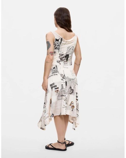 Desigual Natural Sleeveless Printed Dress