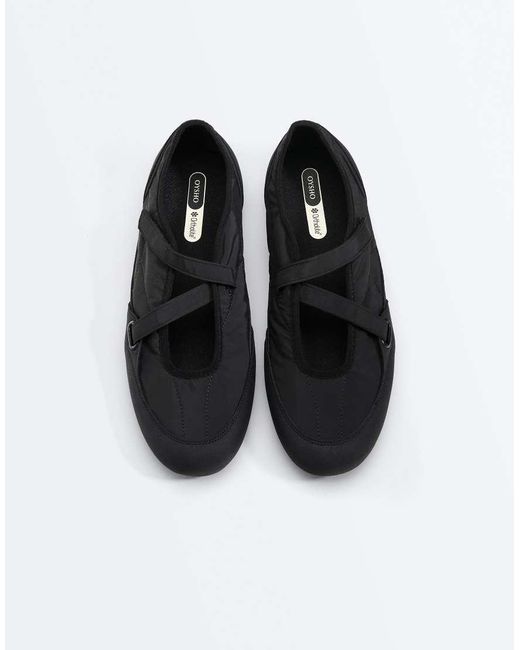 Oysho Black Nylon Sport Ballet Flat